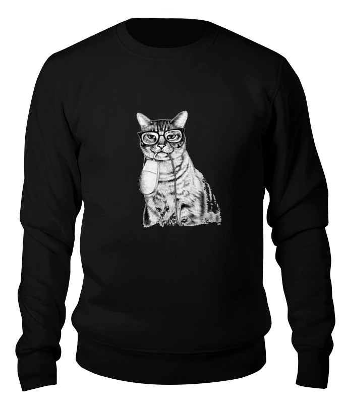 

Свитшот унисекс Printio Кот-хипстер и мышь черный XS, Кот-хипстер и мышь