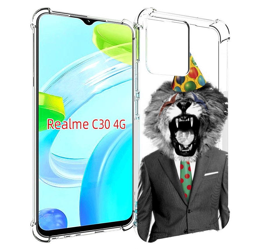 Чехол MyPads Лев в галстуке для Realme C30 4G / Narzo 50i Prime