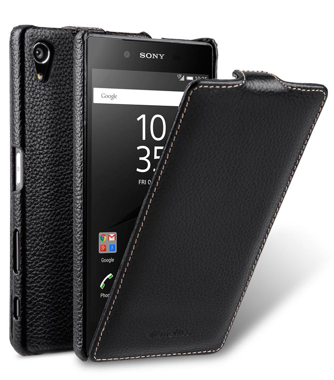 фото Кожаный чехол melkco для sony xperia z5 premium - jacka type - чёрный