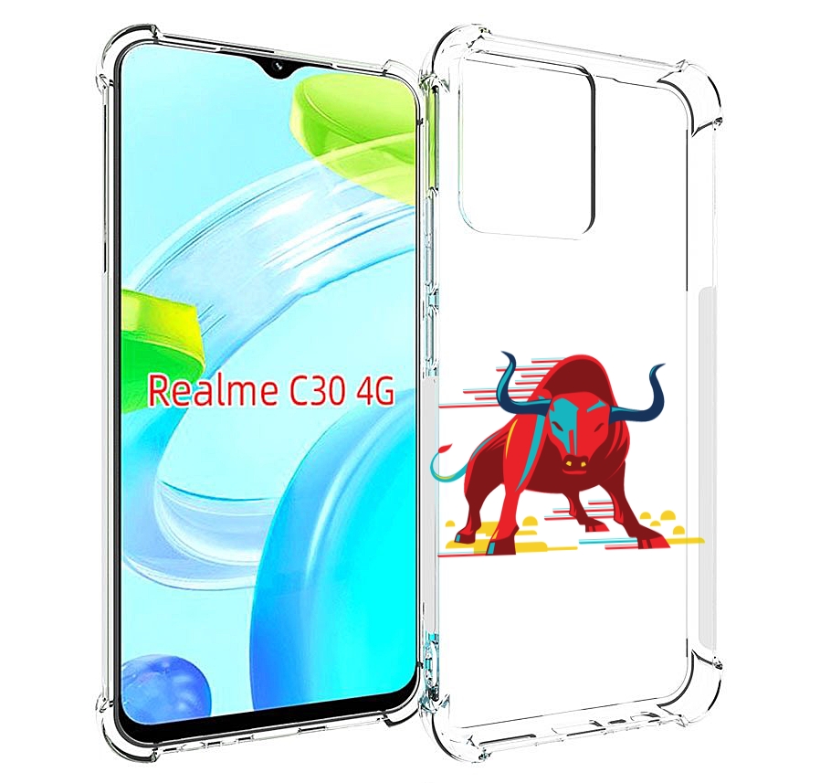 

Чехол MyPads Красный-бык для Realme C30 4G / Narzo 50i Prime, Прозрачный, Tocco