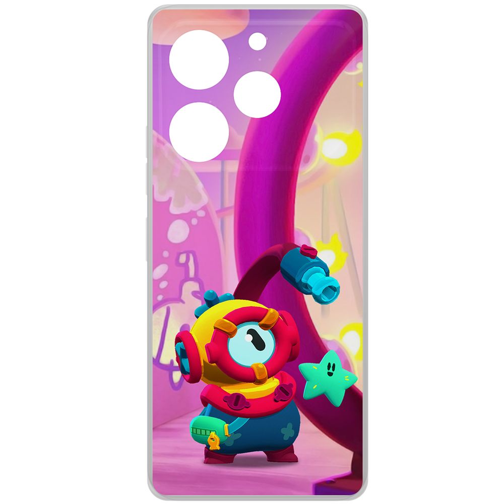 

Чехол-накладка Krutoff Clear Case Brawl Stars-Отис для TECNO Pova 6 Pro, Прозрачный
