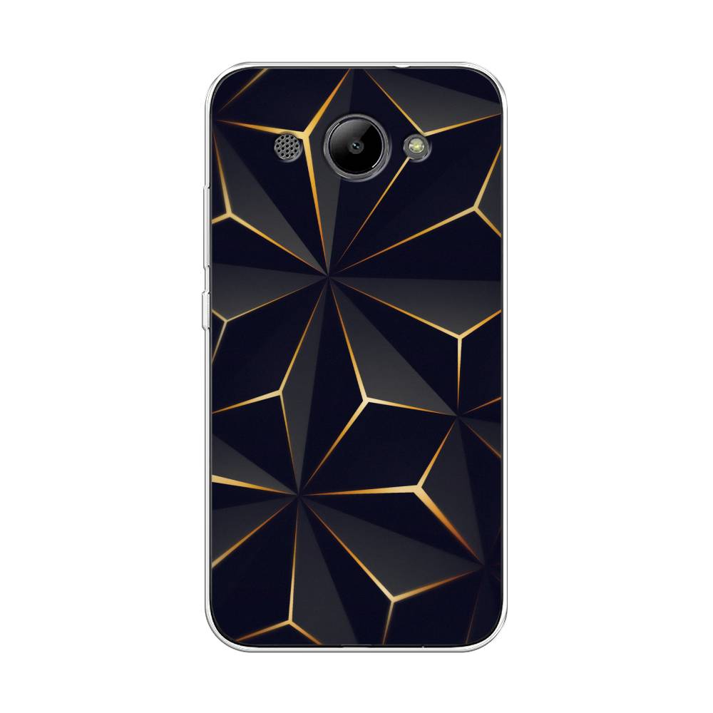 

Чехол на Huawei Y3 2017 "Черные полигоны", Золотистый;черный, 62650-3
