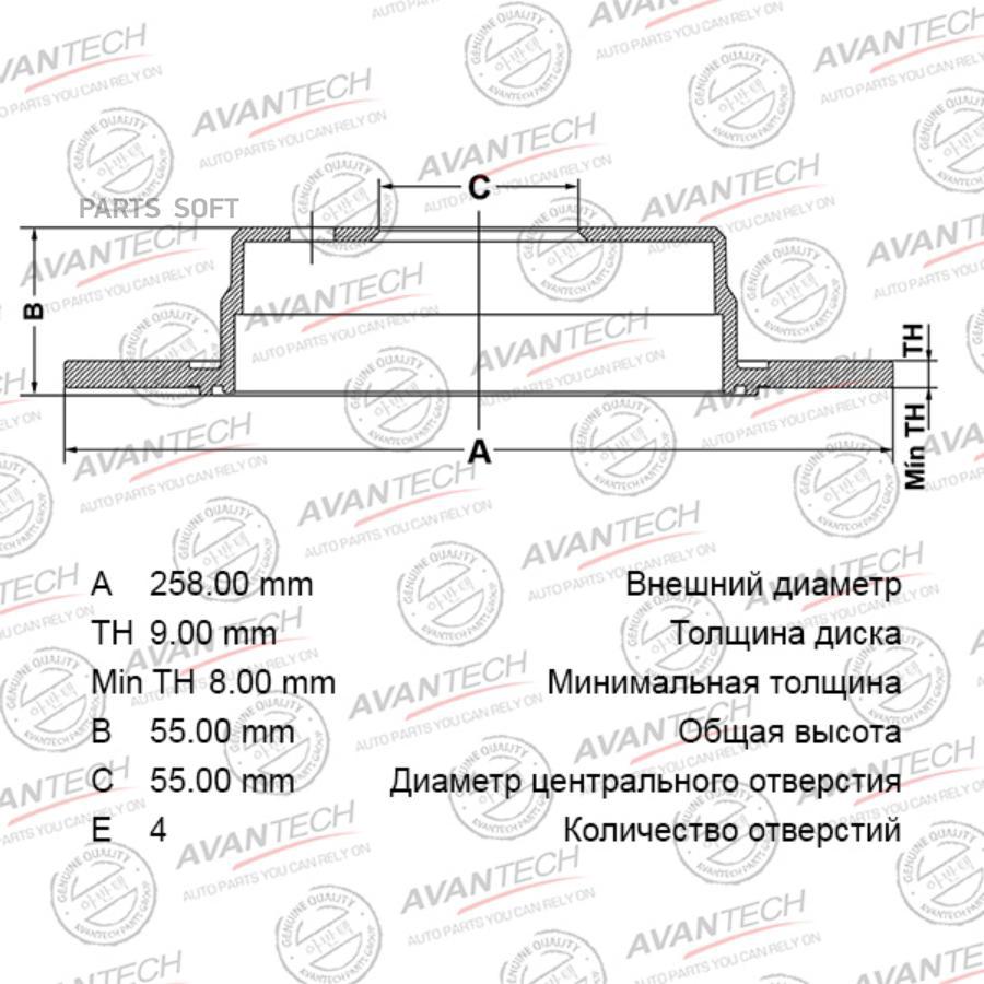 

Тормозной диск AVANTECH BR0121S