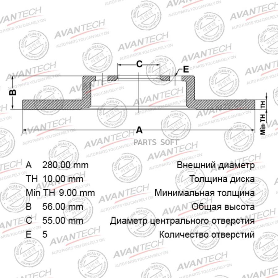 

Тормозной диск AVANTECH BR0102S