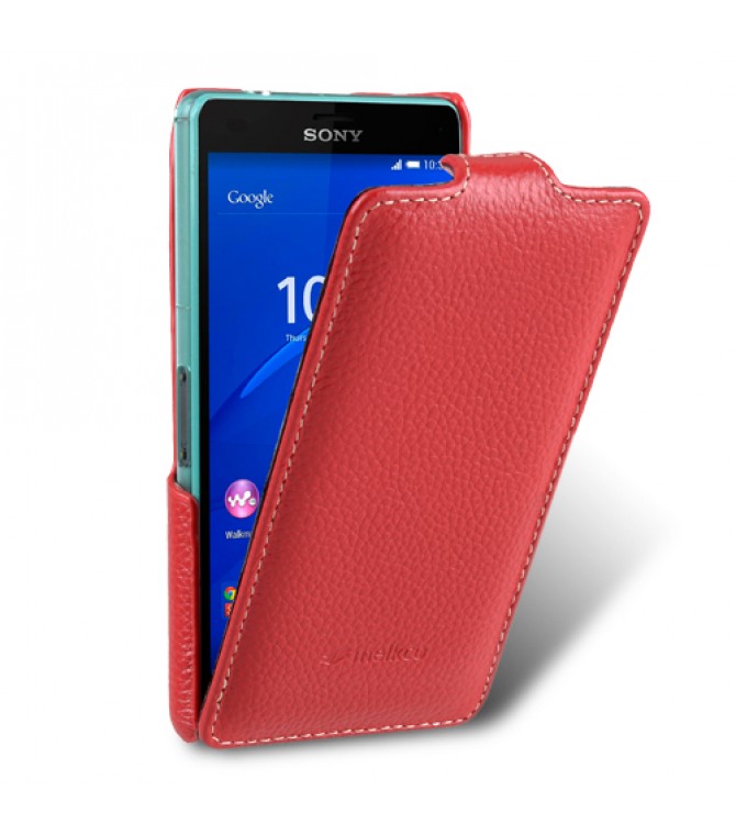 фото Кожаный чехол melkco для sony xperia z3 compact / z3 mini / d5803 - jacka type - красный