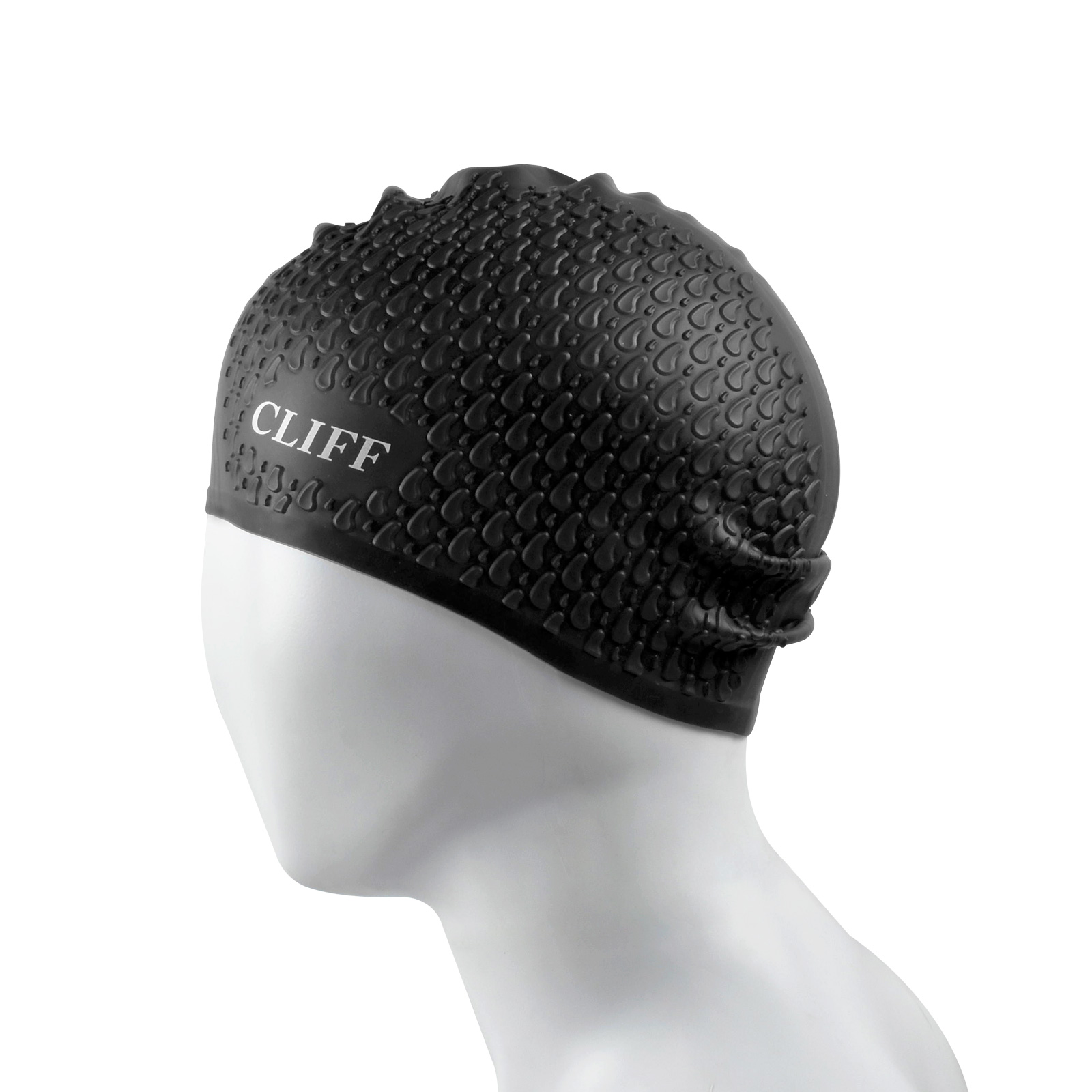 Шапочка для плавания CLIFF силиконовая CS17, для длинных волос, черная