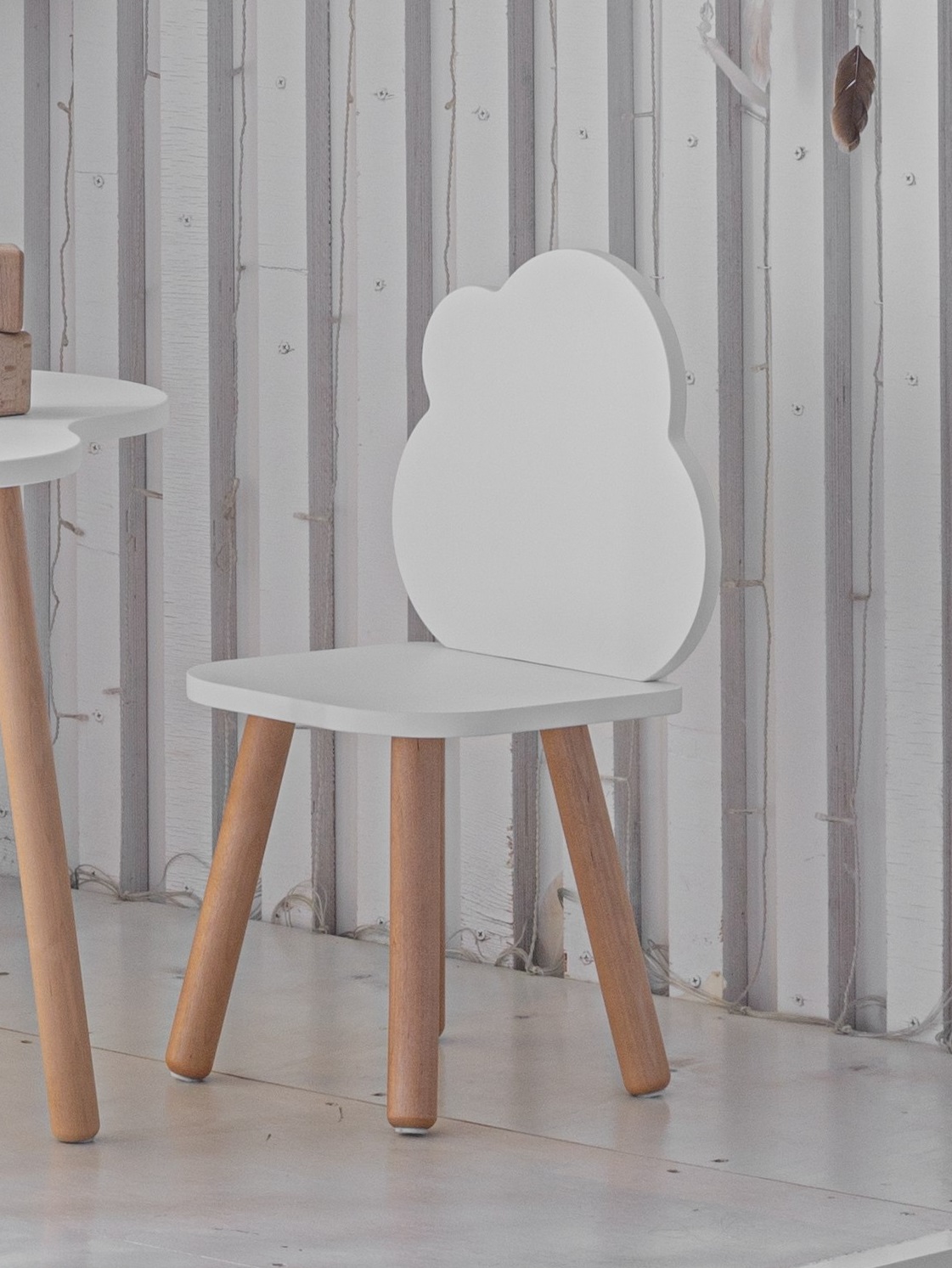 Стул детский ANTEMI Облако 26х30х54 см белый/дерево ДМ002