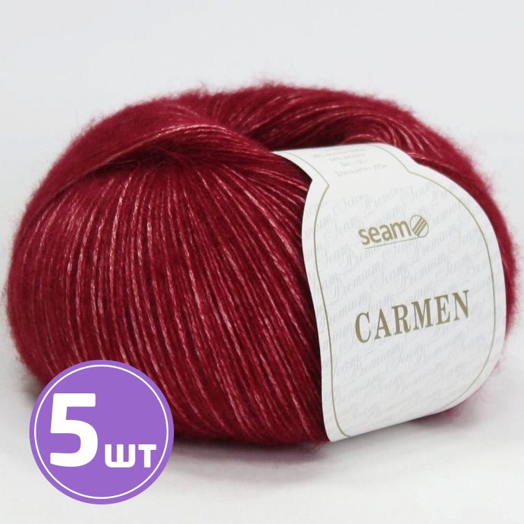 

Пряжа SEAM CARMEN 13 вишня 5 шт по 50 г, Красный