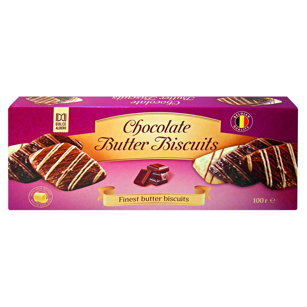 фото Печенье dolce albero chocolate butter biscuits в глазури 100 г