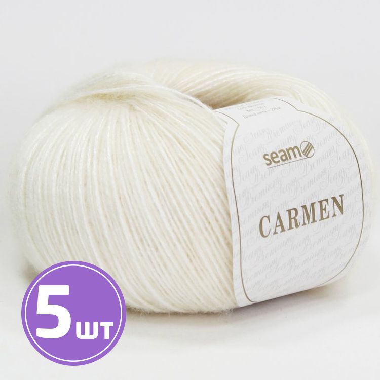 

Пряжа SEAM CARMEN 01 суровый 5 шт по 50 г, Бежевый