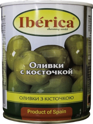 

Оливки Iberica зеленые с косточкой 420 г