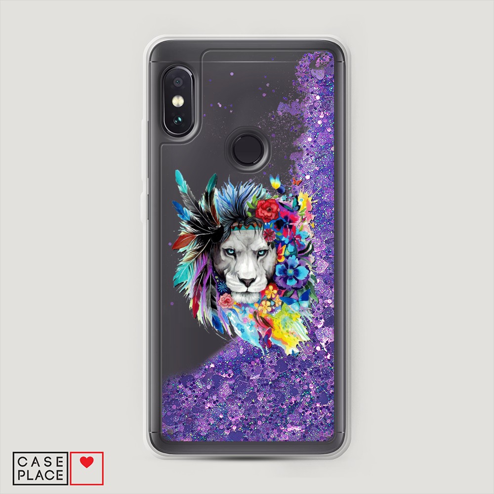 фото Жидкий чехол с блестками "гавайский лев" на xiaomi redmi note 5 awog