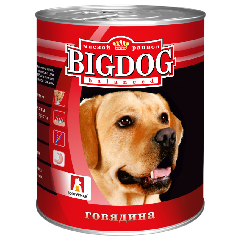 

Консервы для собак ЗООГУРМАН Big Dog, говядина, 850г, Big Dog