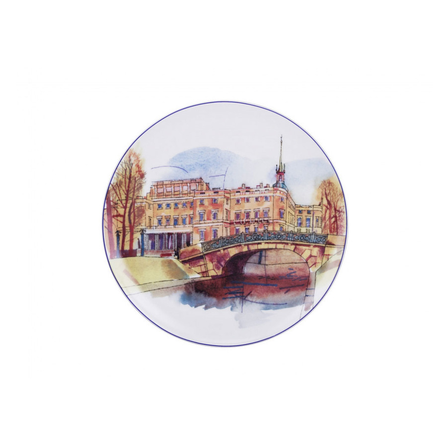 фото Декоративная тарелка ифз санкт-петербург нижне-лебяжий мост 19,5x19,5 см императорский фарфоровый завод