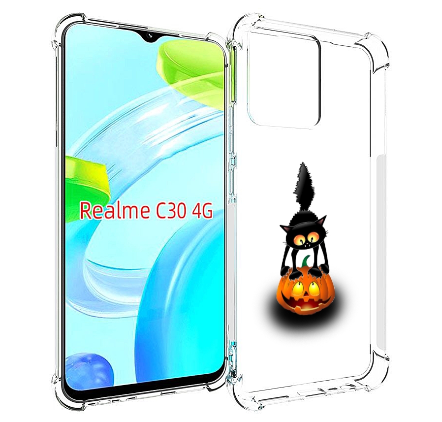 

Чехол MyPads Котик с тыквой для Realme C30 4G / Narzo 50i Prime, Прозрачный, Tocco