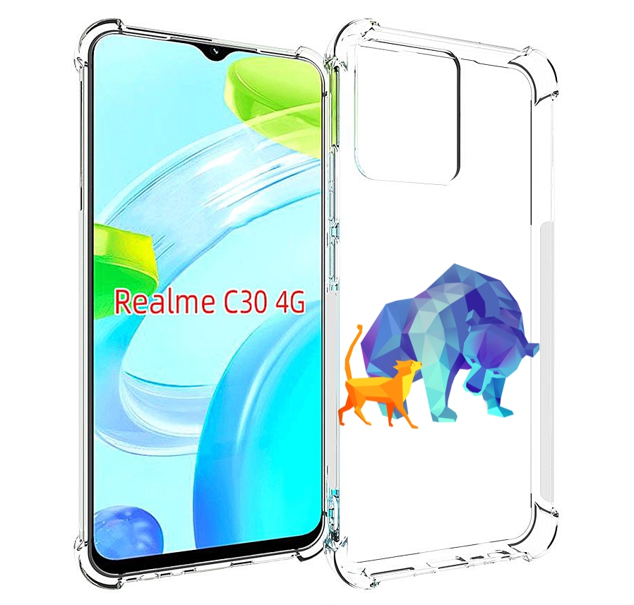 

Чехол MyPads Кот-и-медведь для Realme C30 4G / Narzo 50i Prime, Прозрачный, Tocco
