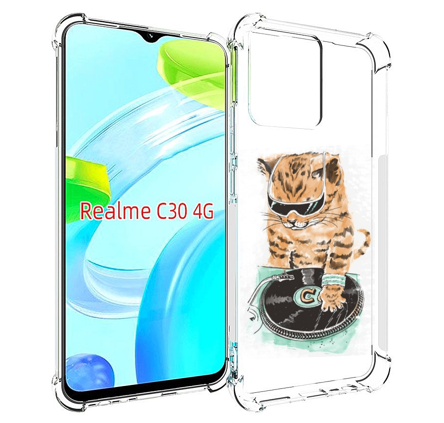 

Чехол MyPads Кот диджей для Realme C30 4G / Narzo 50i Prime, Прозрачный, Tocco