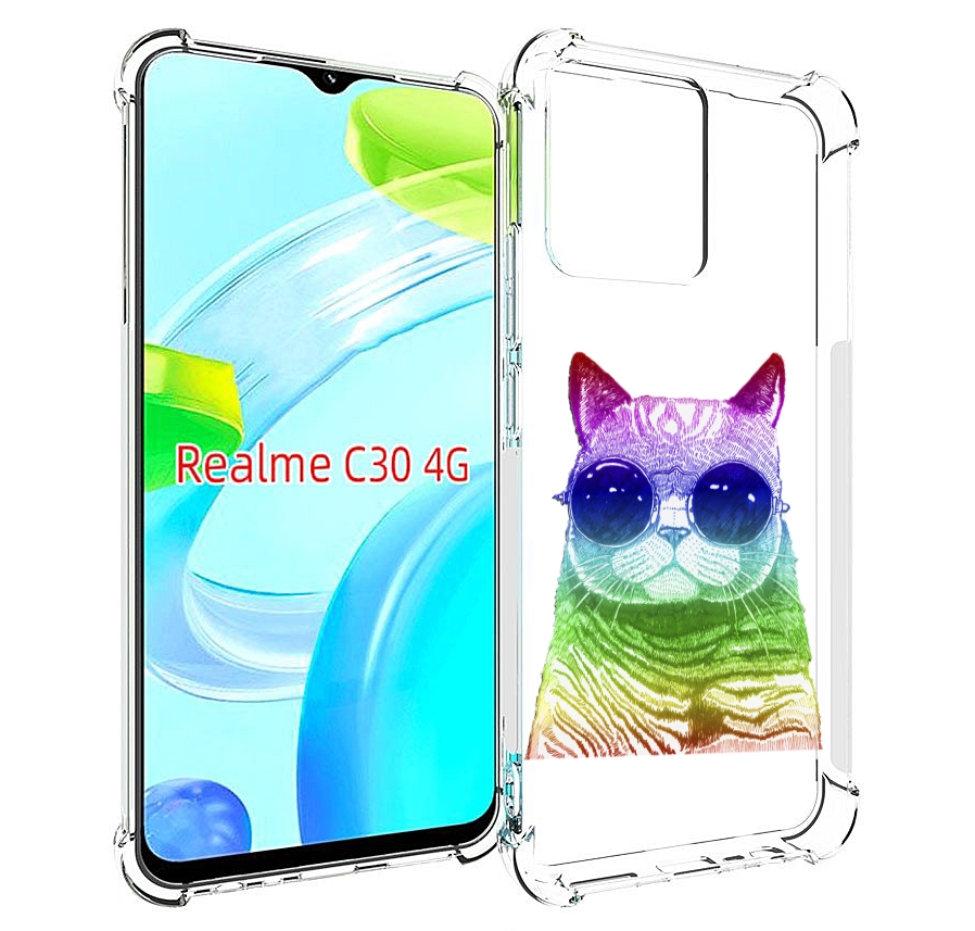 

Чехол MyPads Кот в очках для Realme C30 4G / Narzo 50i Prime, Прозрачный, Tocco