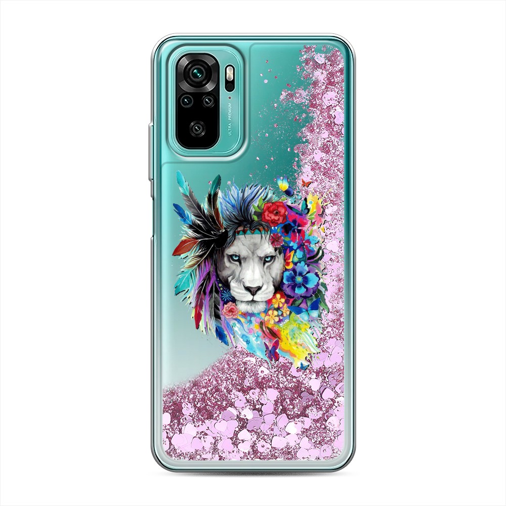 

Жидкий чехол с блестками "Гавайский лев" на Xiaomi Redmi Note 10