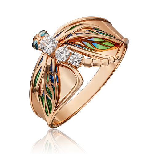 фото Кольцо из красного золота с эмалью/фианитом р.19 platina jewelry 01-5368-01-501-1110-38