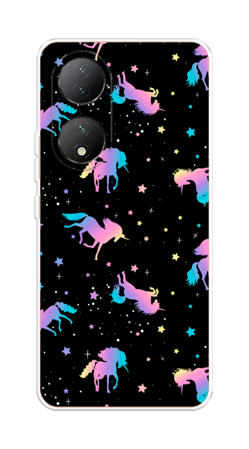 

Чехол на Vivo Y100 "Единороги градиент", Черный;розовый;голубой, 268250-1