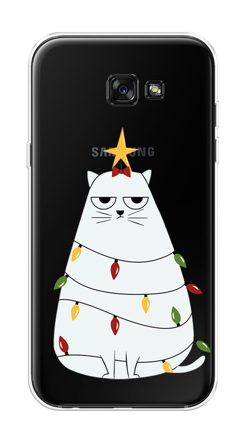 

Чехол на Samsung Galaxy A7 2017 "Котик в гирлянде", Белый;красный;желтый, 20950-1