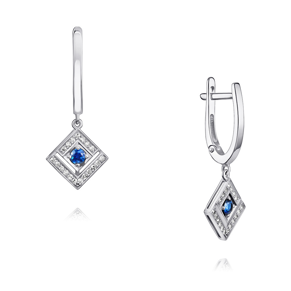 

Серьги подвески из белого золота ADAMAS 24041008/01-А51Д-432, бриллиант/сапфир, 24041008/01-А51Д-432