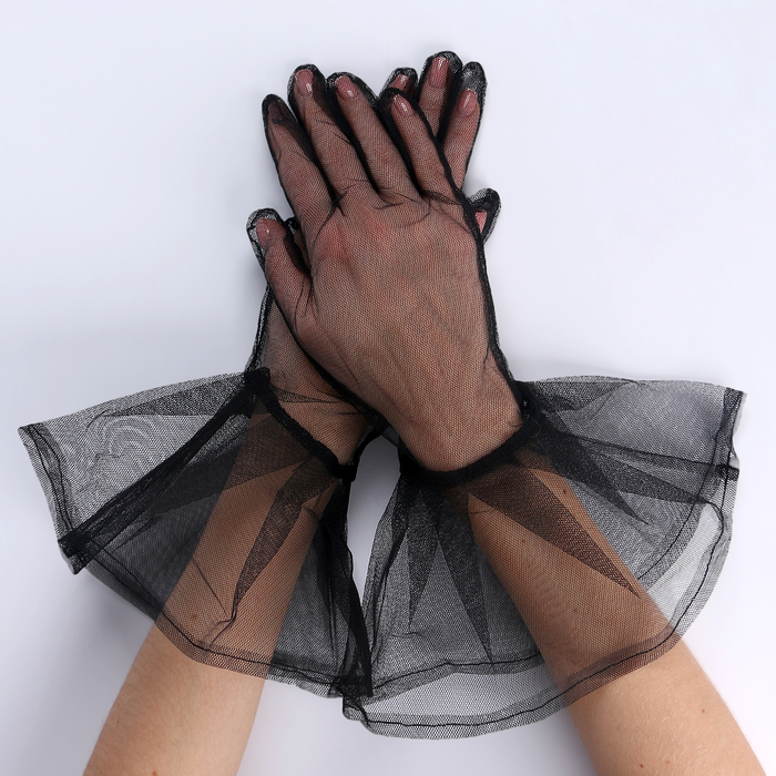Карнавальнеый аксессуар- перчатки прозрачные с длинной юбочкой, цвет черный карнавальнеый аксессуар перчатки прозрачные с длинной юбочкой