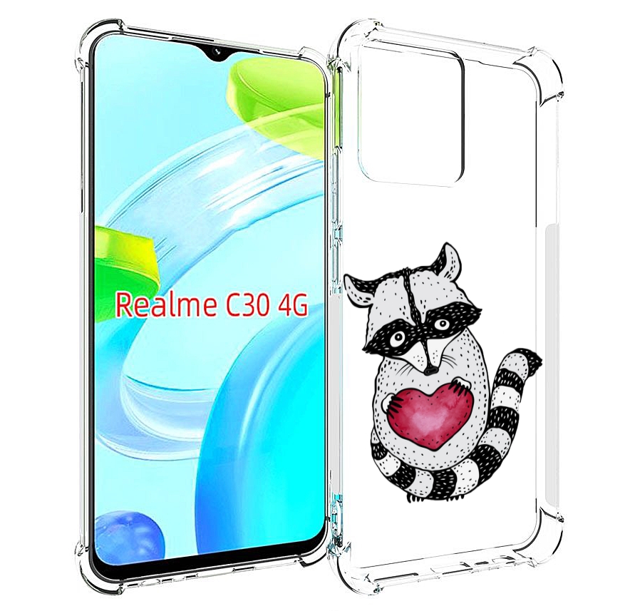 

Чехол MyPads Енот с сердечком для Realme C30 4G / Narzo 50i Prime, Прозрачный, Tocco
