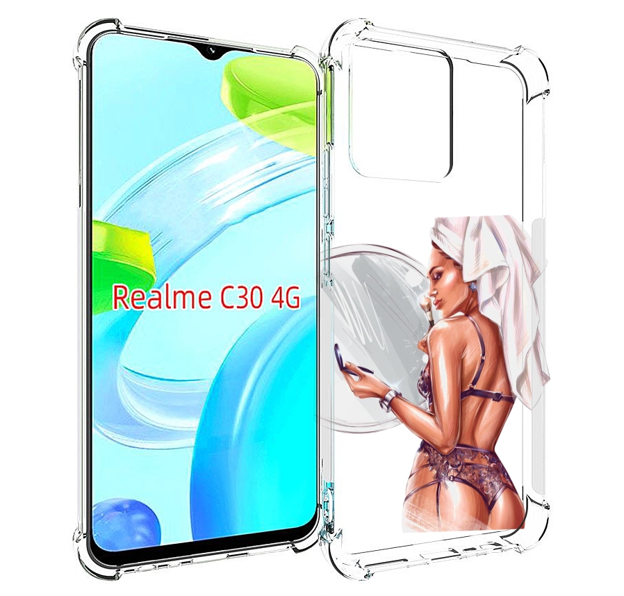 Чехол MyPads Девушка-с-полотенцем женский для Realme C30 4G / Narzo 50i Prime