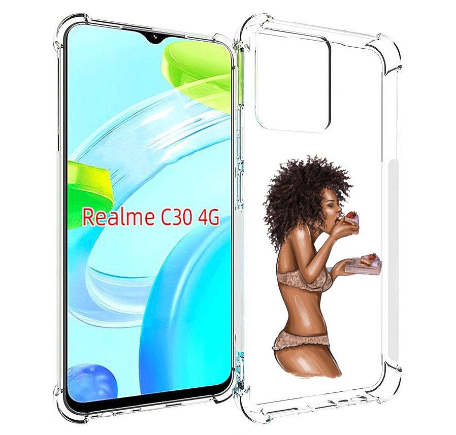 

Чехол MyPads Девушка-с-пирожными женский для Realme C30 4G / Narzo 50i Prime, Прозрачный, Tocco