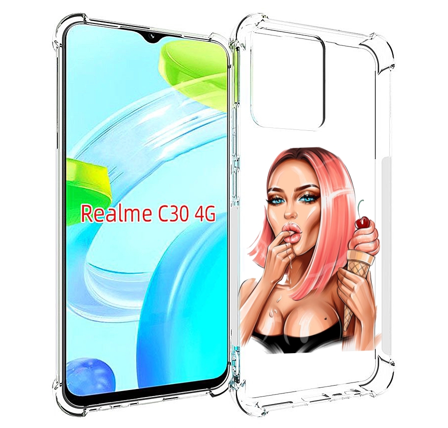 

Чехол MyPads Девушка-и-мороженое женский для Realme C30 4G / Narzo 50i Prime, Прозрачный, Tocco