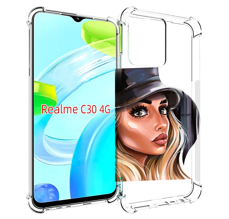 Чехол MyPads Девушка-в-шляпе женский для Realme C30 4G / Narzo 50i Prime