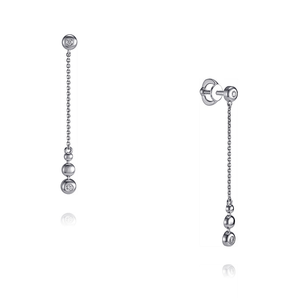 

Серьги подвески из белого золота с бриллиантом ADAMAS 21039802/01-А51Д-41, 21039802/01-А51Д-41