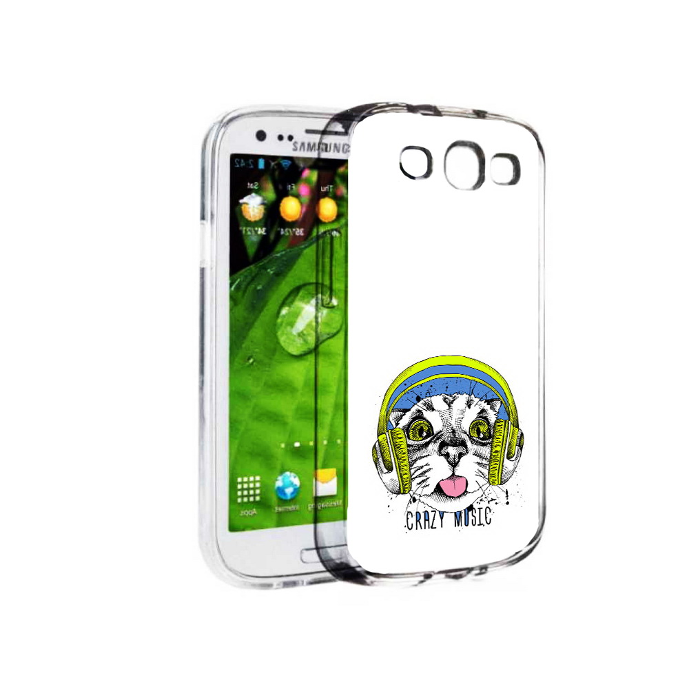 Чехол MyPads Tocco для Samsung Galaxy S3 кошка в наушниках рисунок (PT123108.507.403)