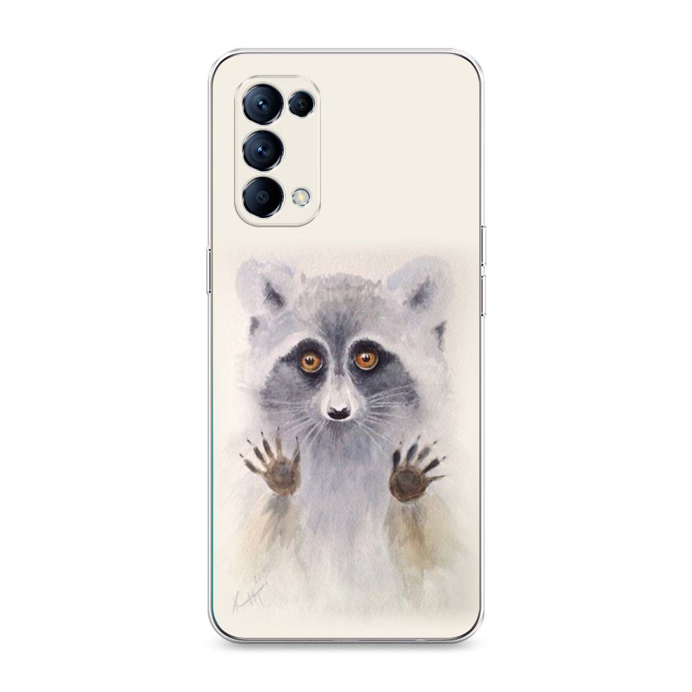 

Чехол для Oppo Reno 5 "Енот за стеклом", Бежевый;серый, 255250-4