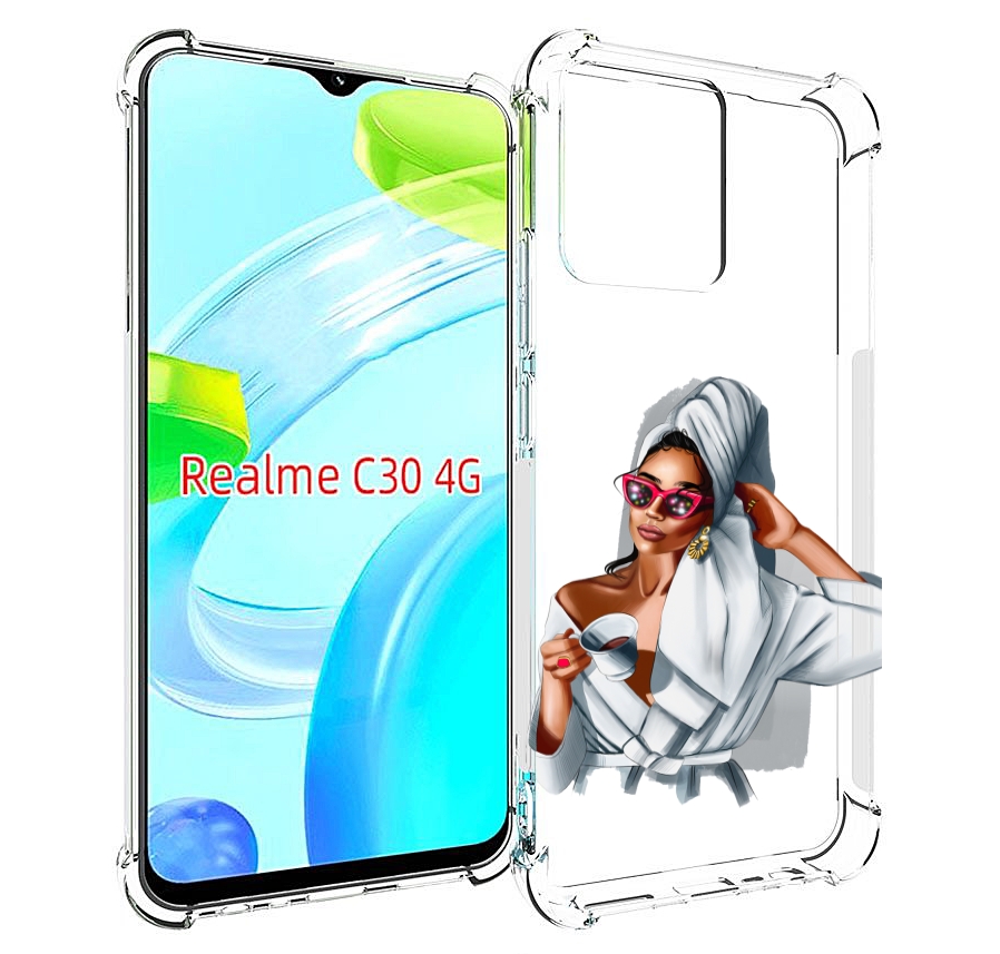 Чехол MyPads Девушка в белом халате женский для Realme C30 4G / Narzo 50i Prime