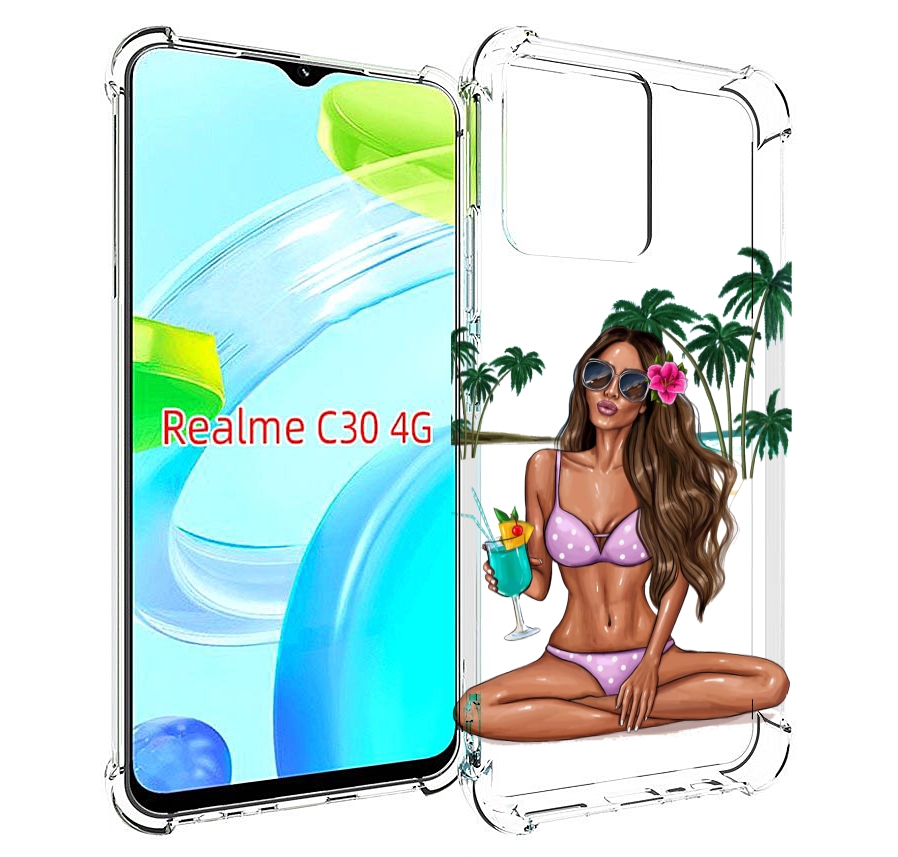 

Чехол MyPads Гавайская-девушка женский для Realme C30 4G / Narzo 50i Prime, Прозрачный, Tocco