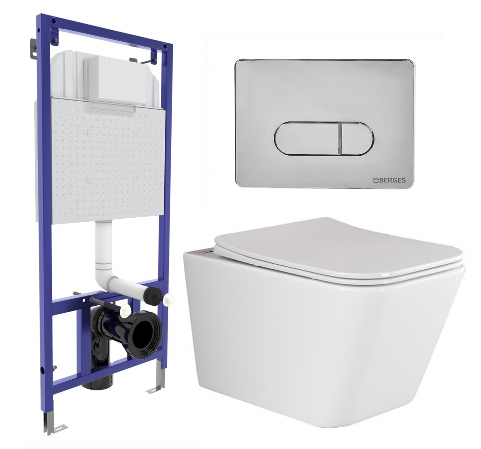 

Комплект: инсталляция Berges Wasserhaus Novum + унитаз Metric Rimless + кнопка, 565032