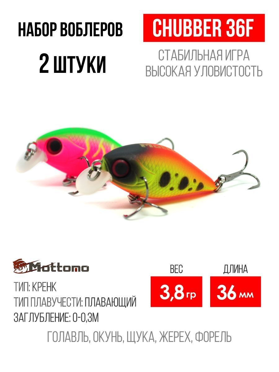 

Набор воблеров Mottomo Chubber 36F "2 в1" цв.mix-5, Chubber