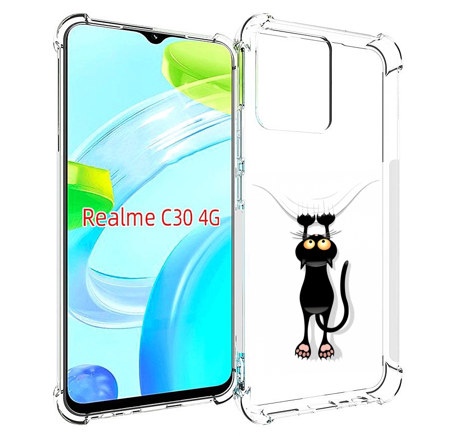 

Чехол MyPads Висячий-кот для Realme C30 4G / Narzo 50i Prime, Прозрачный, Tocco