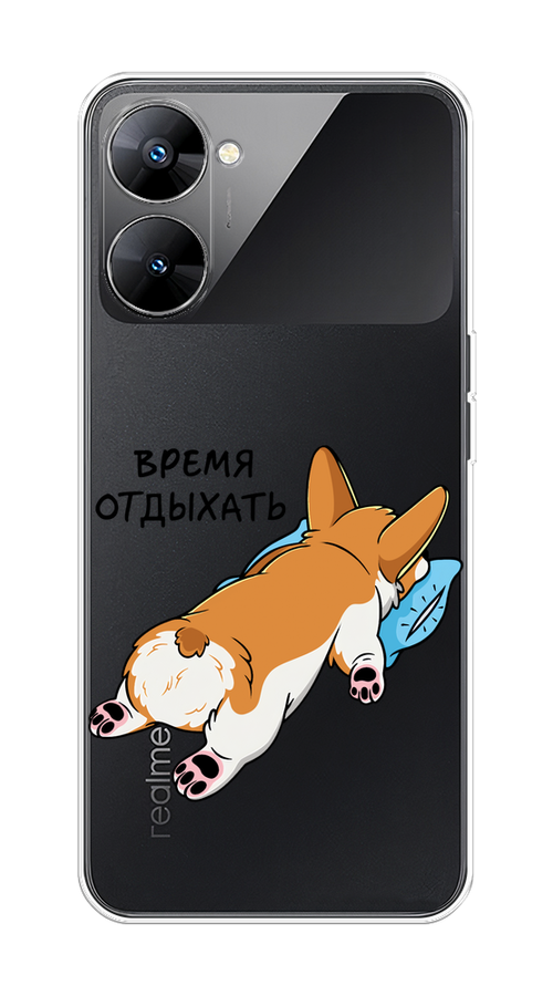 

Чехол на Realme V30 5G/V30T 5G "Корги отдыхает", Черный;коричневый;голубой, 2513550-1