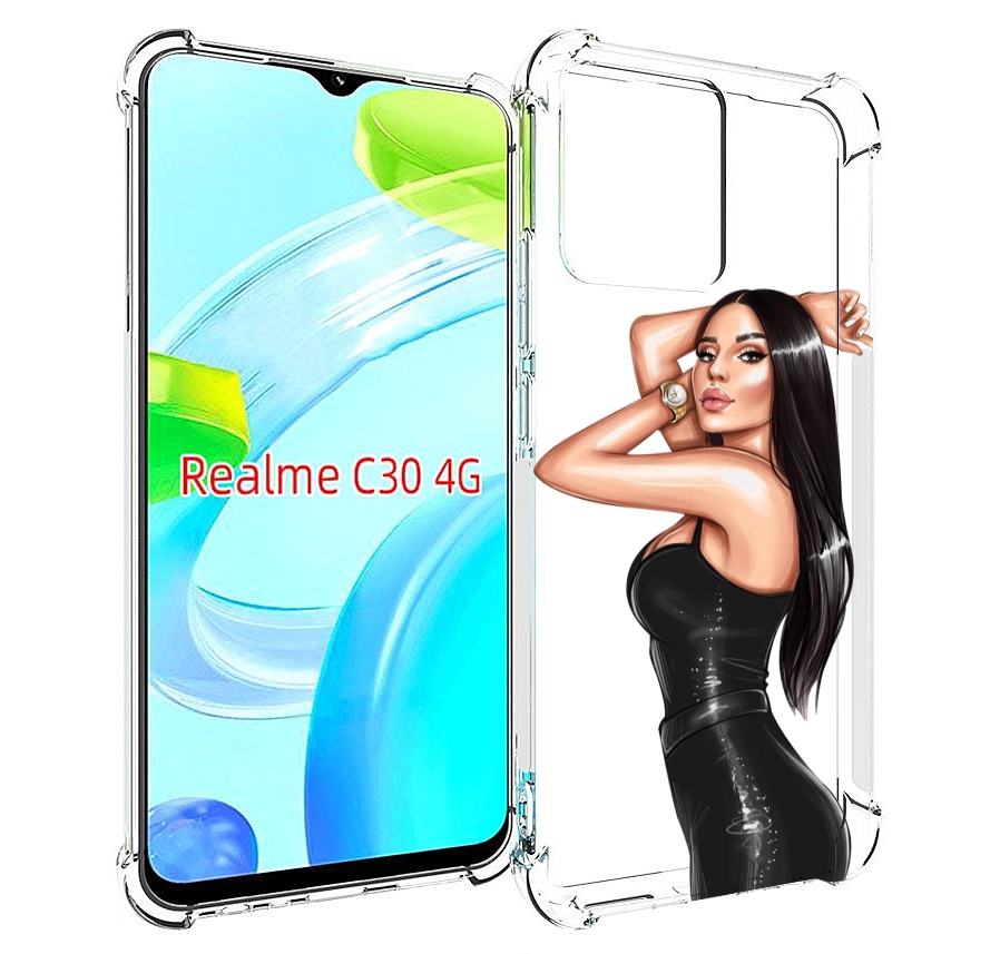 Чехол MyPads Брюнетка-с-часами для Realme C30 4G / Narzo 50i Prime