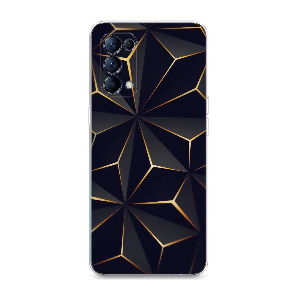 

Чехол для Oppo Reno 5 "Черные полигоны", Золотистый;черный, 255250-3