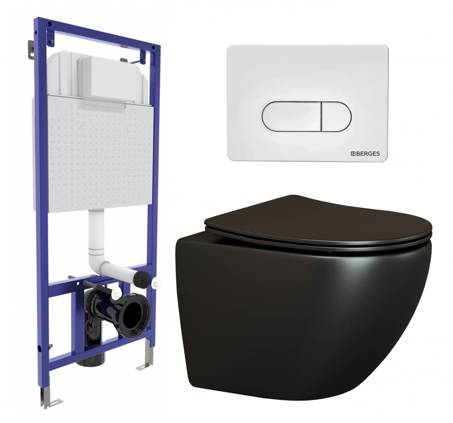 

Комплект: инсталляция Berges Wasserhaus Novum + унитаз Metropol MB + кнопка белая, 565001