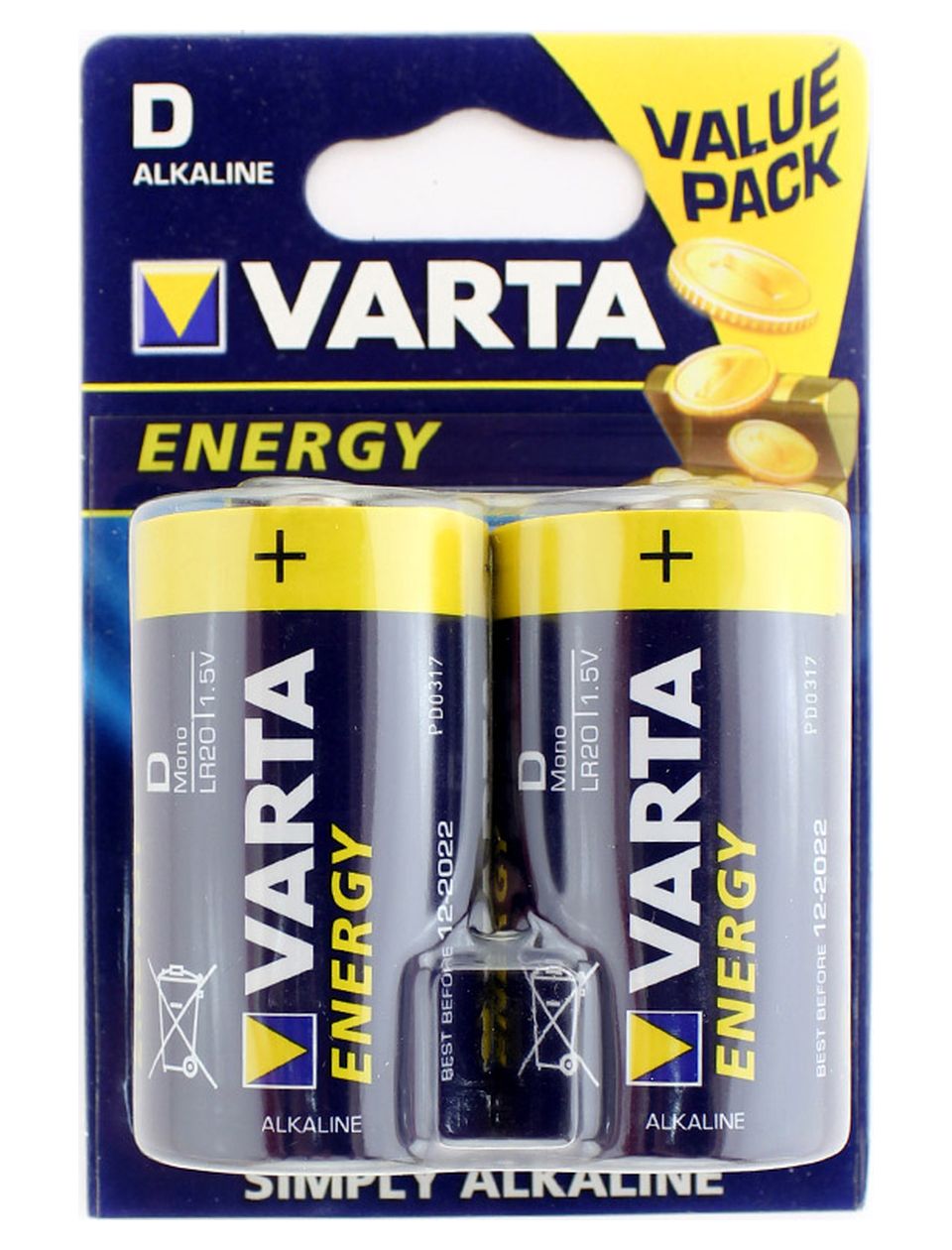 Батарейка щелочная VARTA LR20 (D) Energy 1.5V 2шт. (4120 229 412)