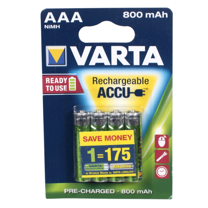 Аккумуляторы типа AAA VARTA (комплект 4 штуки) 800mAh аккумуляторы cameron sino aaa hr03 8 штук 800mah