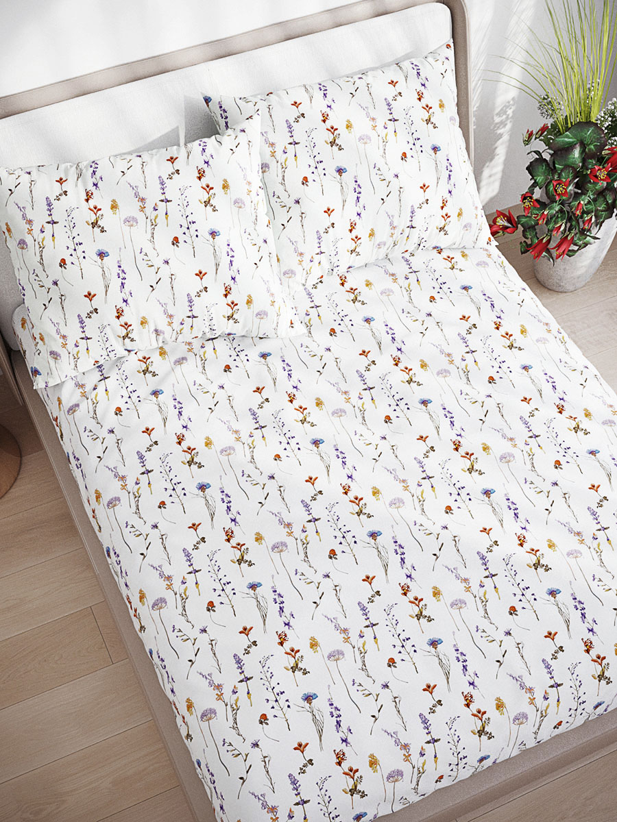

Простынь на резинке Simple House Flora 90х200 см, Белый