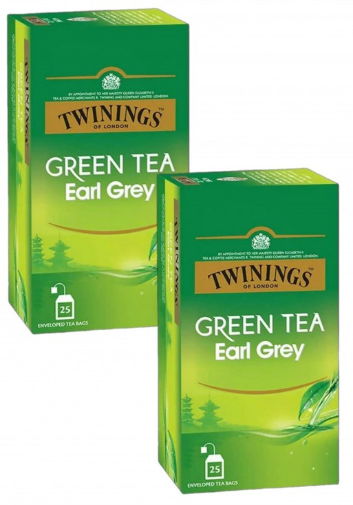 Чай зеленый Twinings Green Tea Earl Grey 2 г, 2 упаковки по 25 шт