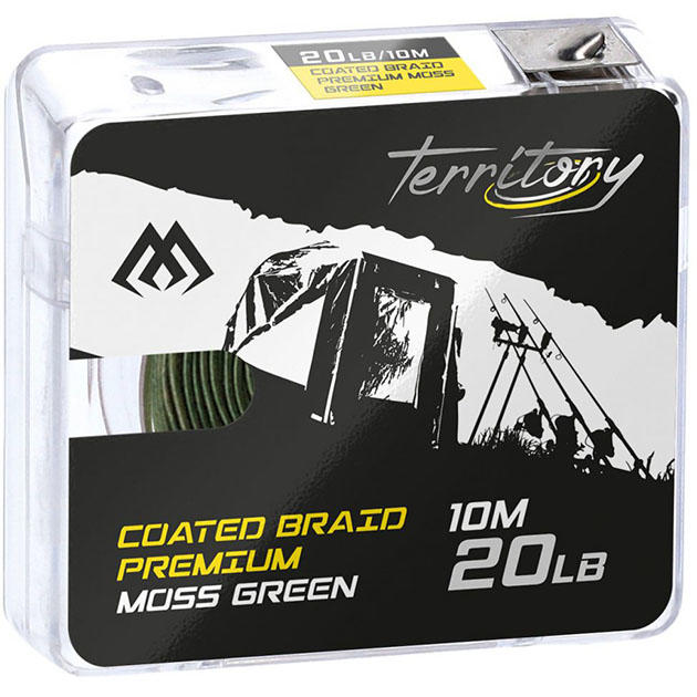 Повод. плет. шнур Mikado Territory COATED BRAID PREMIUM мягк. в обол. 30LB(10 м) тем.-зел